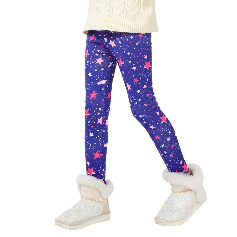 Esho Girls Winter Warm Fleece Leggings Kids Toddler Thicken Floral