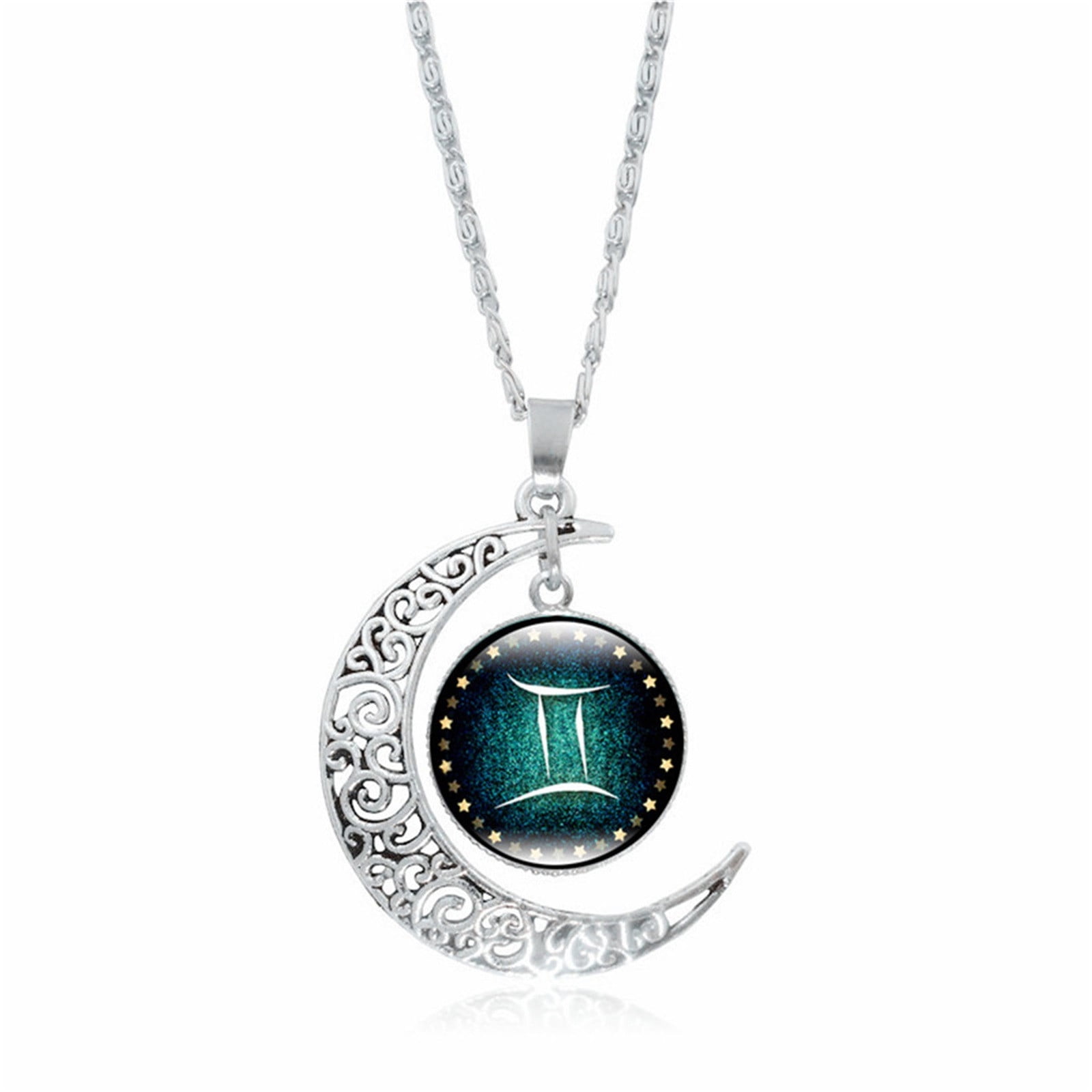 y♡Crystal ZZkhGO Sweet Heart Crystal Pendant Necklace, Dainty Crystal