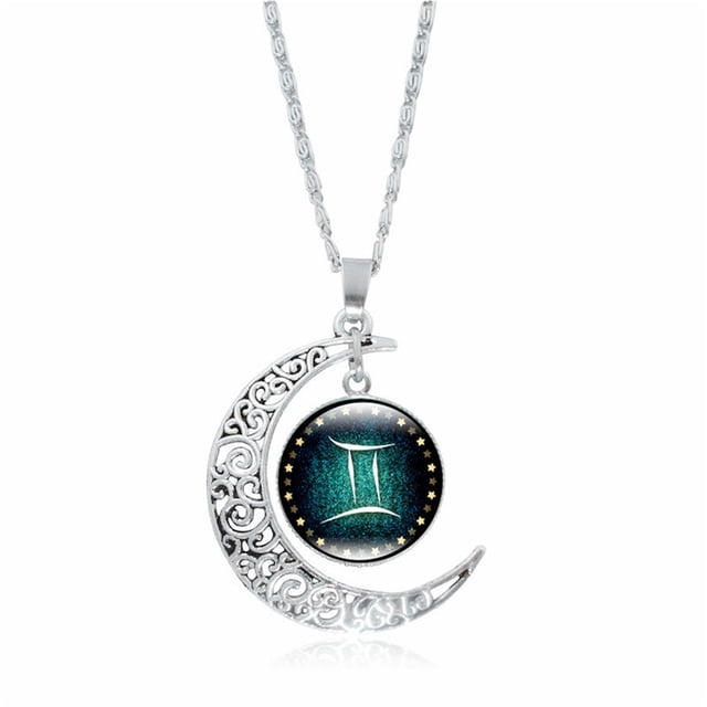 Collar de astrología para mujer | Colgante del zodiaco, regalo para esposa, novia o mamá | Colgante de aleación de cristal de 0,8 x 3,6 cm con cadena de 45 cm | Ideal para cumpleaños, Navidad, aniver