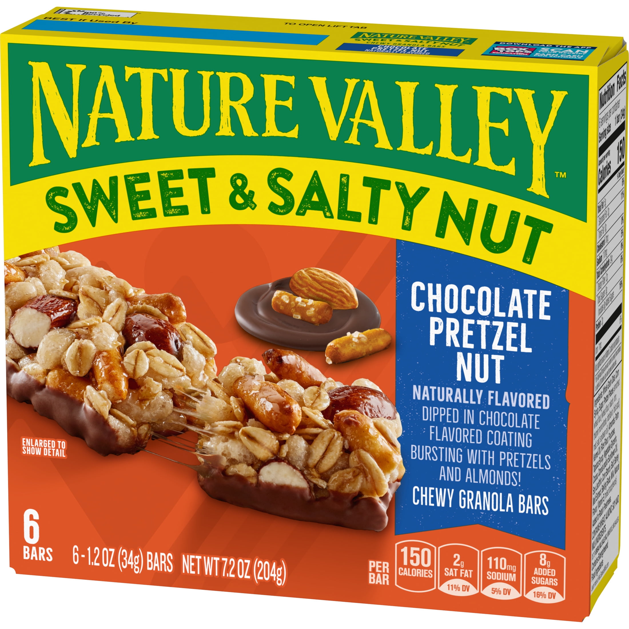 Nature Valley Granola Bars, Sweet and Salty Nut, Chocolate Pretzel Nut, 6 Bars, 7.4 oz