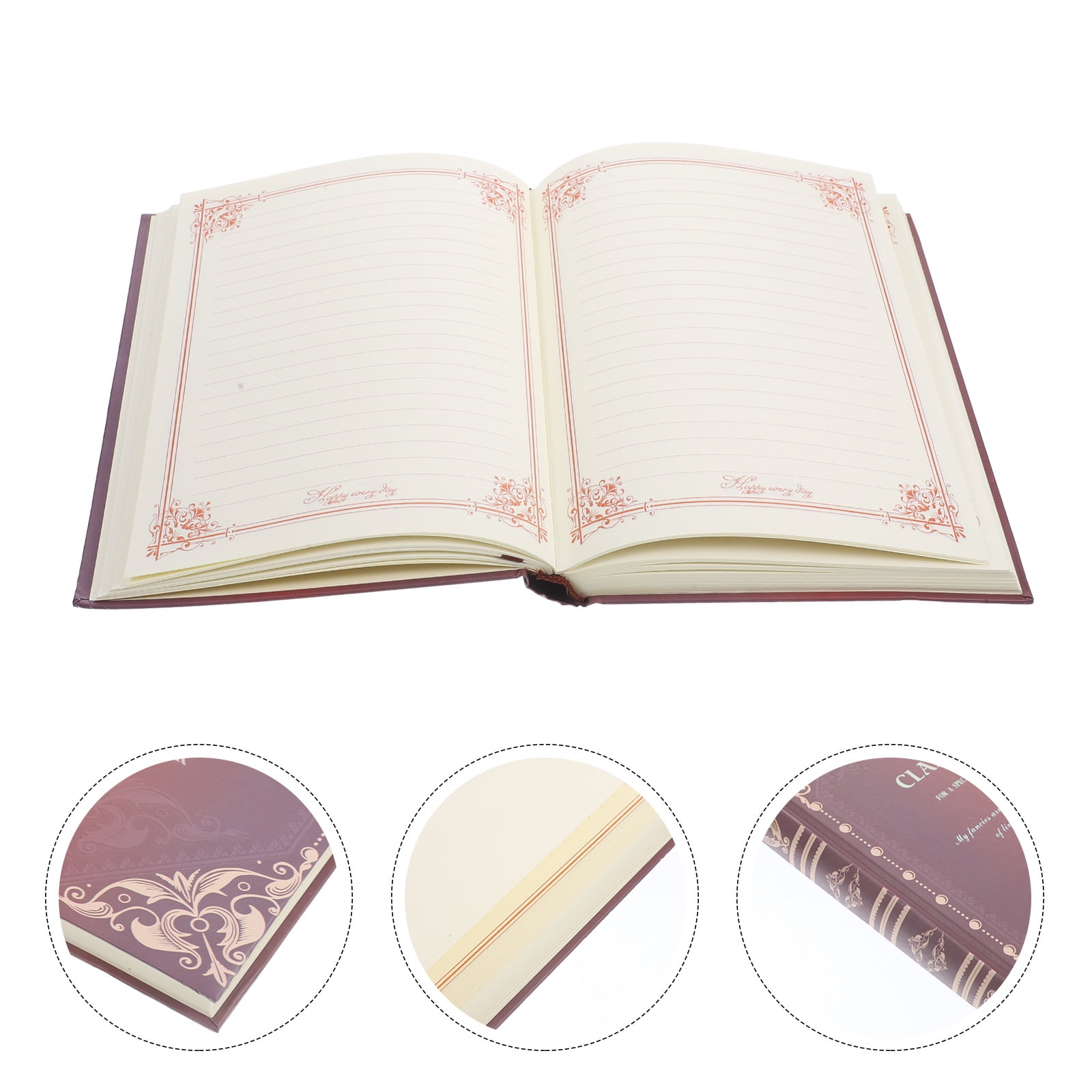 OFFIGAM Eco Friendly Retro Journal Notebook with Hand Stitched Dark Brown Hardcover