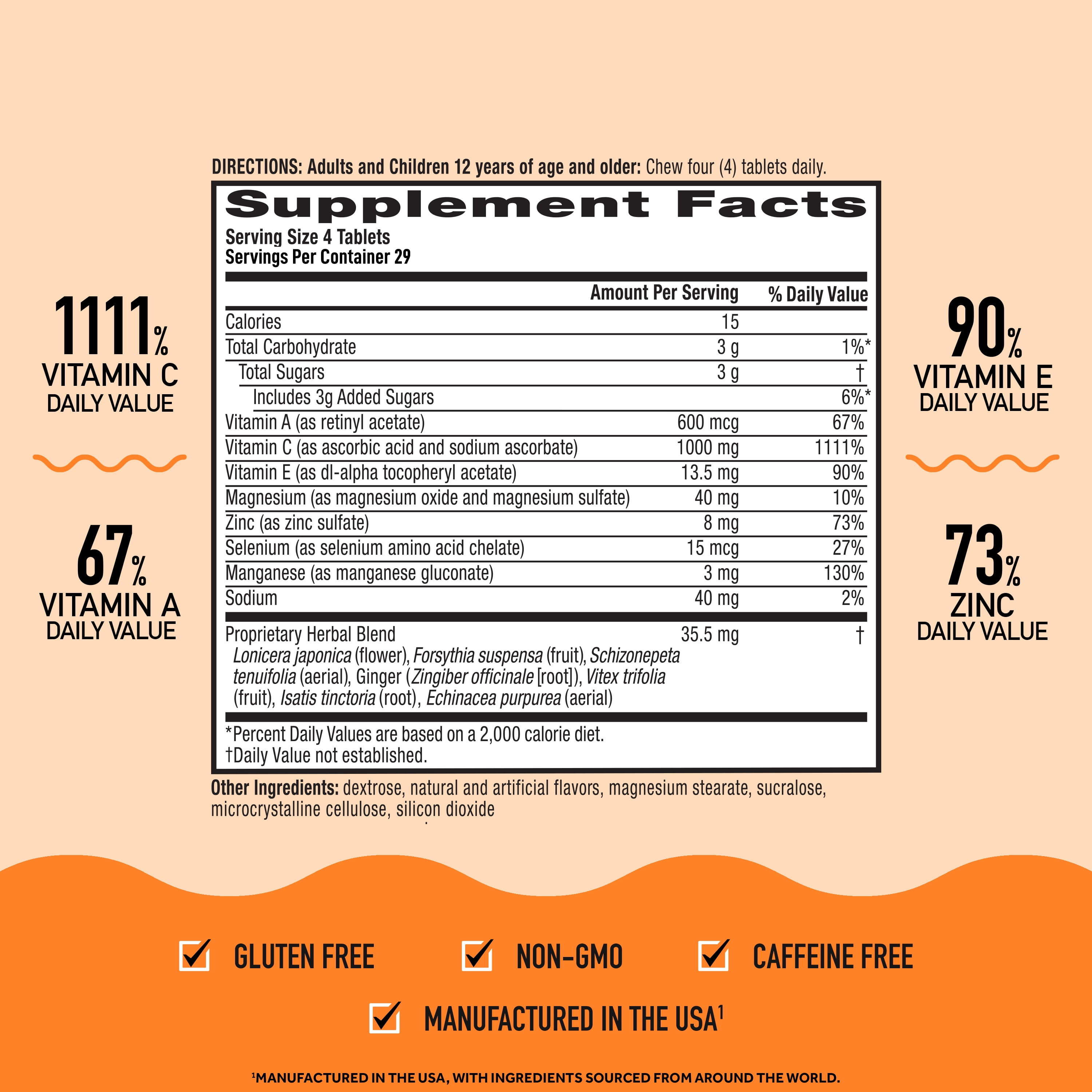 Airborne Citrus Chewable Tablets, 116 count - 1000mg of Vitamin C - Immune Support Supplement