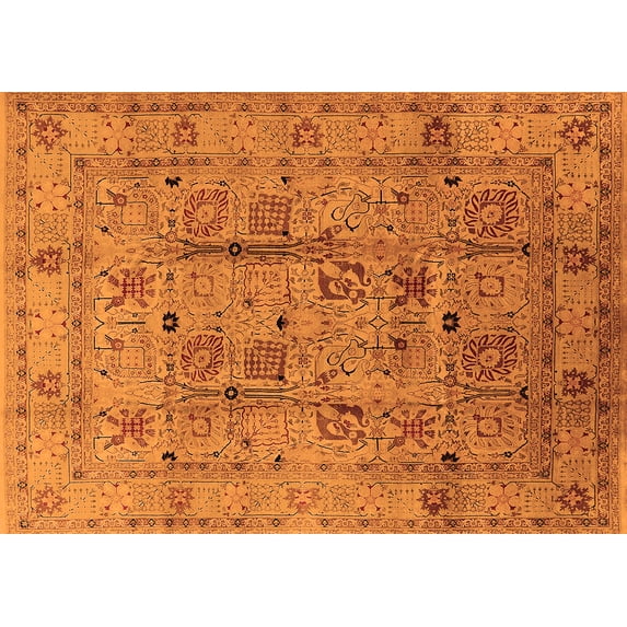 Ahgly Company Indoor Rectangle Oriental Orange Industrial Area Rugs, 7' x 9'