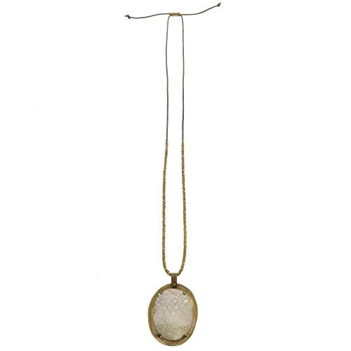 PRONG SET BRASS PENDANT FOSSILIZED CORAL by HomArt