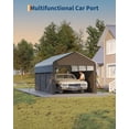 thumbnail image 6 of 10'X15'X9' Metal Carport, Enclosed Car Ports with Heavy Duty Steel Frame and 220 g Tarp, All-Weather Carport, for Sedans, Boats, and Tractors, 6 of 6