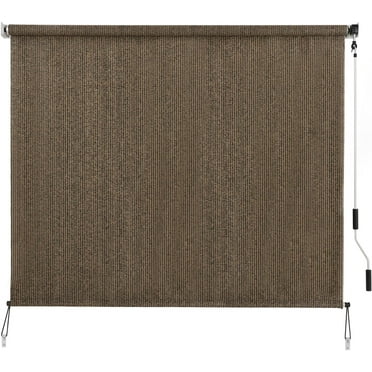 Outdoor sunshade rolling curtain 8' W x 6' H, cordless rolling curtain privacy screen, 90% UV protection, outdoor patio sunshade cloth, porch pergana balcony backyard window