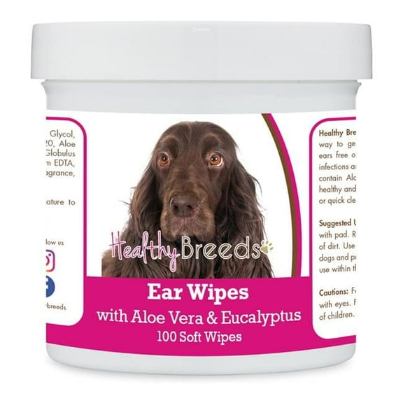 Healthy Breeds 192959823691 Field Spaniel Ear Cleaning Wipes with Aloe & Eucalyptus for Dogs - 100 Count