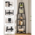 thumbnail image 5 of 5-Tier Corner Shelf with Metal Frame, Black Ladder Bookshelf for Living Room Bedroom Study Bathroom, 5 of 6