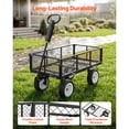 thumbnail image 3 of KFFKFF Heavy Duty Steel Garden Cart, 900 lbs Capacity, Utility Wagon with 10-Inch Tires, Adjustable Handle, Removable Side Panels, Compatible with ATV or Tractor, Black, 3 of 9