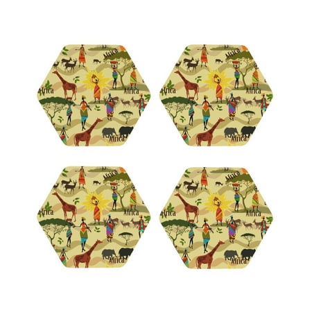 

Kdxio Ethnic African Funny Coasters 4 Pcs Leather Coasters Housewarming Gifts Protect Furniture from Water Marks Scratch and Damage