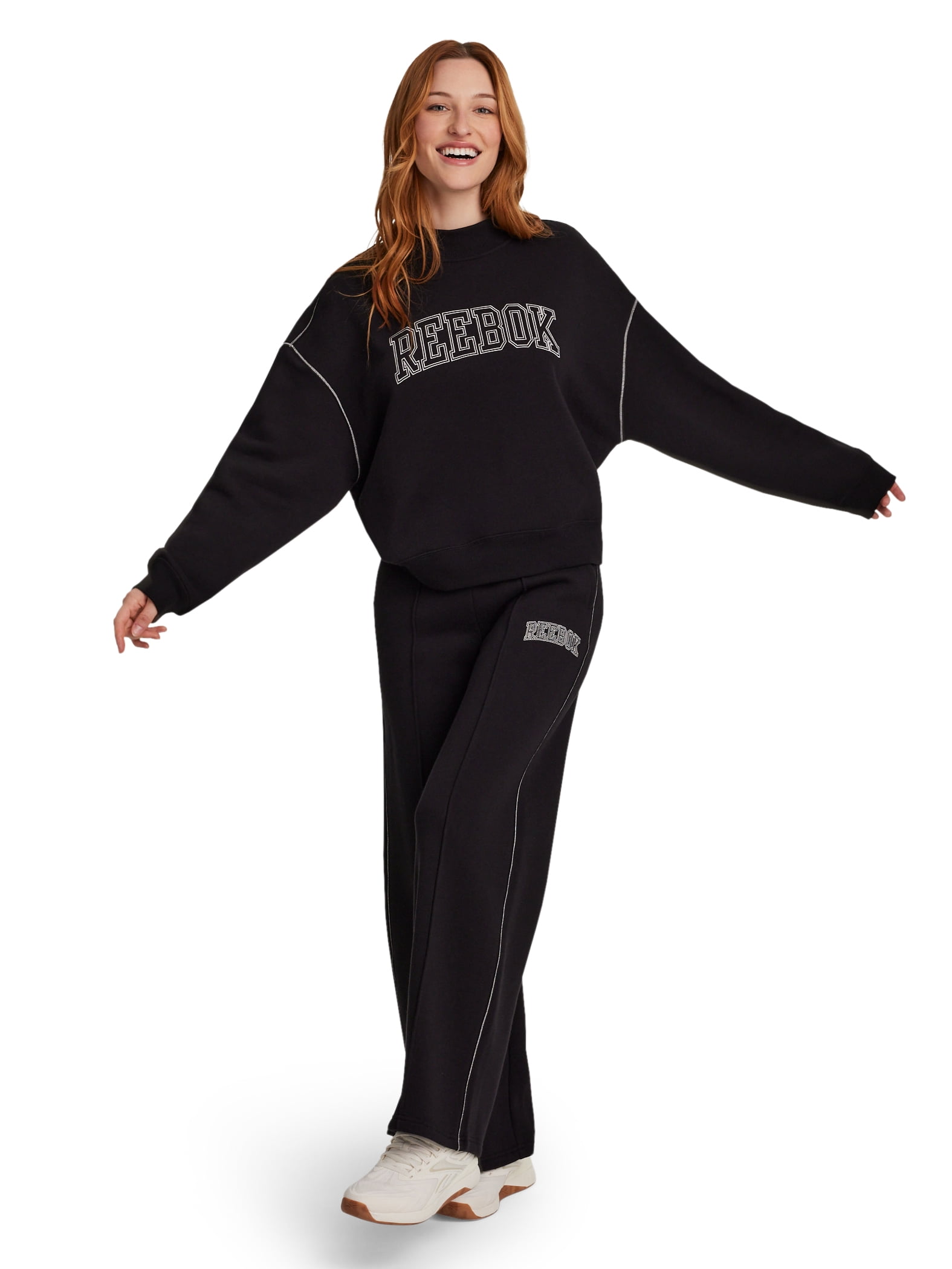 Reebok Women's Game Day Fleece Contrast Stitch Mock Neck Top, Sizes XS-XXXL