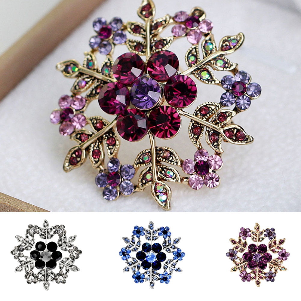 Bridal Clear Flower Floral Crystal Rhines Pins Fancy Special Costume Brooch Pin