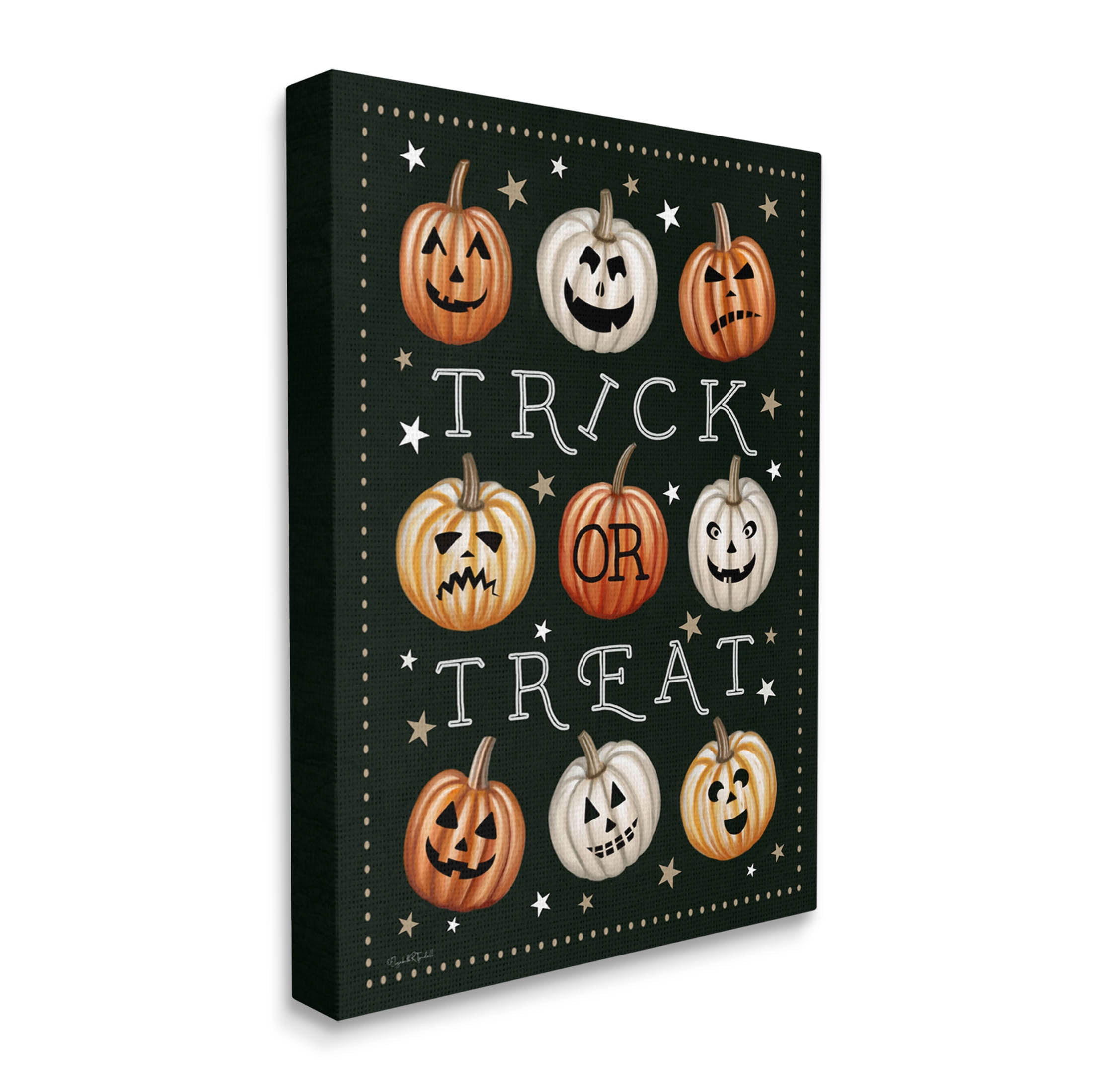 Stupell Industries Trick Or Treat Jack-o-Lanterns Graphic Art Gallery Wrapped Canvas Print Wall Art, Design by Elizabeth Tyndall