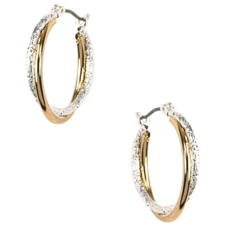 UPC 083355025232 product image for Napier Two Tone Twisted Texture Hoop Earrings One Size | upcitemdb.com
