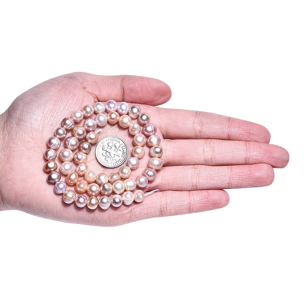 Natural Cultured Freshwater Pearl Beads Strands Potato Plum 6~9x6.5~7.5mm Hole: 0.6mm 52~53pcs/strand 13.58~13.78 inch(34.5~35cm)