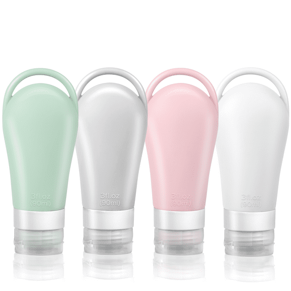 SUPTREE Silicone Travel Bottles Containers for Toiletries 4 Pcs Leak Proof  Travel Size Accessories (3oz/90ml)