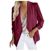 Women coat Women Plus Size Silk Satin Jacket Formal Cardigan Pockets Work Office Suit Coat