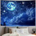 thumbnail image 2 of Creowell  Moon Tapestry Blue Sky Night Cloud Crescent Tapestry a Large Flannel Fabric Moonlight Themed Wall Art Hanging Aesthetic for Room Bedroom College Dorm 50x40inch, 2 of 6