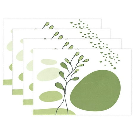 

Minimalist Greenery 4-Piece 12x18in Heat-Proof Place Mats Set Non-Slip for Family Dining