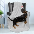 thumbnail image 4 of Dachshund Soft Flannel Fleece Throw Blanket, Low Poly Dog Wearing a Christmas Hat in Snow, Cozy Plush for Indoor and Outdoor Use, 50" x 60", Grey Dark Grey, by Ambesonne, 4 of 5