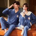 thumbnail image 1 of Pijamas de pareja de primavera y otoño Ropa de hogar de algodón de otoño para mujer y hombre Pantalones de manga larga Traje Cárdigan Solapa con botones delanteros Casual Hogar, 1 of 6