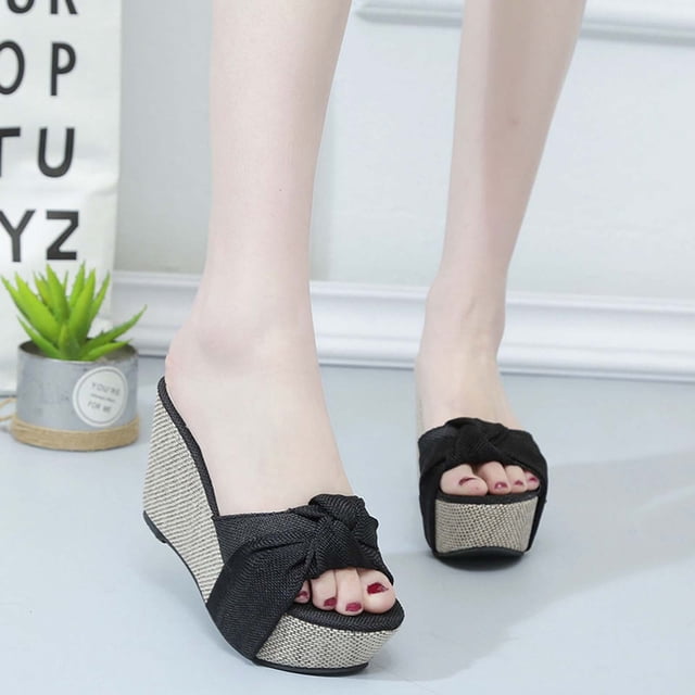 CEHVOM Women's Summer Wedge Platform Shoes Cover Feet Platform High-heeled Slippers