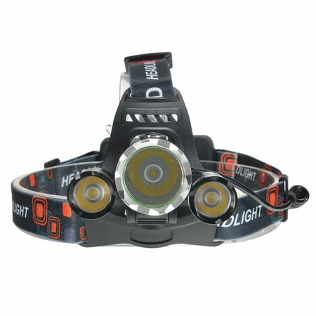 - 5000Lm 3x T6 LED Rechargeable Headlamp Headlight Night Fishing Head Light Torch Lamp Lantern Rainproof Outdoor Camping+ 2x18650 Battery + AC Headlights & Lights Wall Charger
