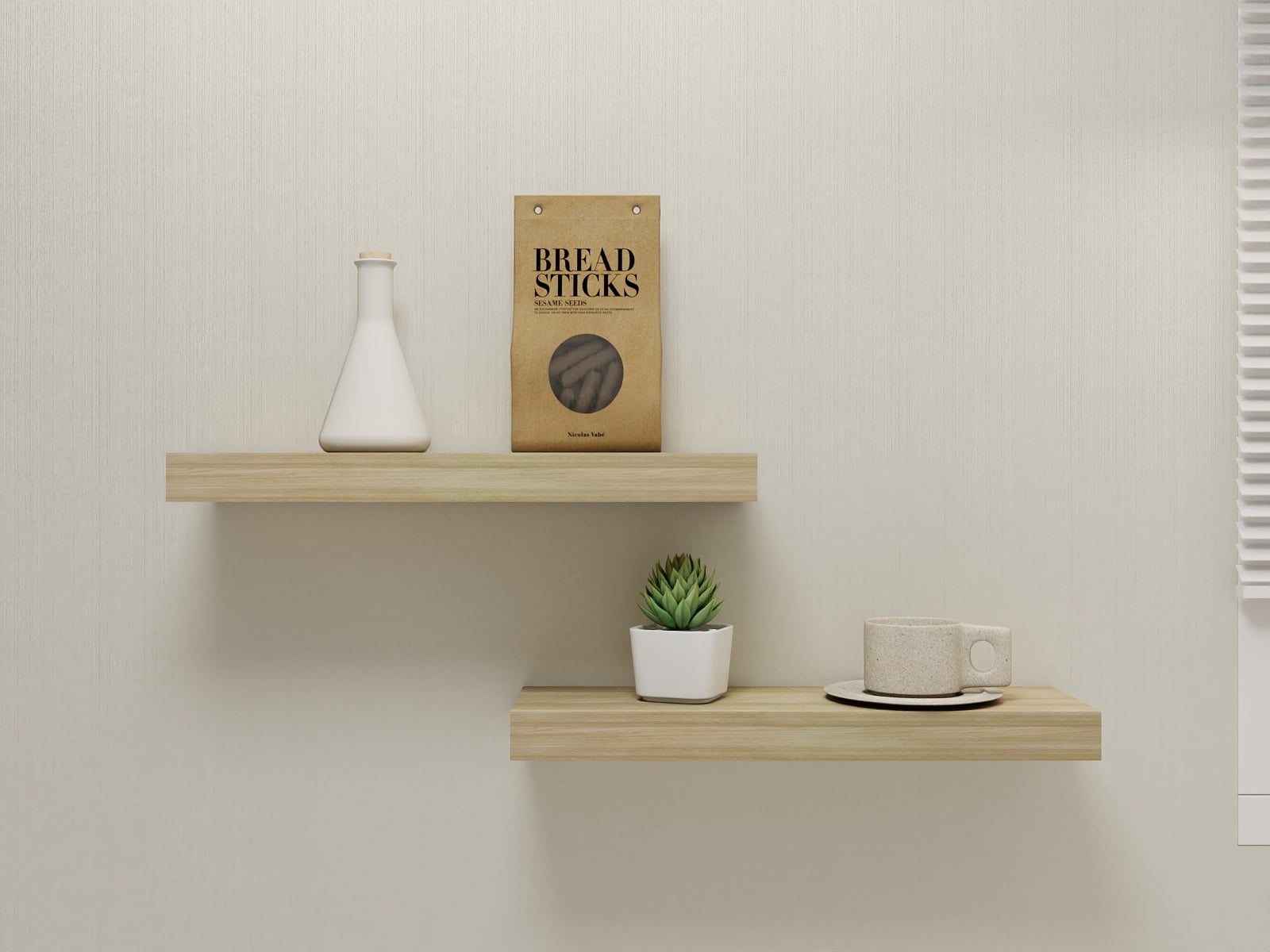 Mainstays Natural 16.5" Wood Floating Shelves, Set of 2