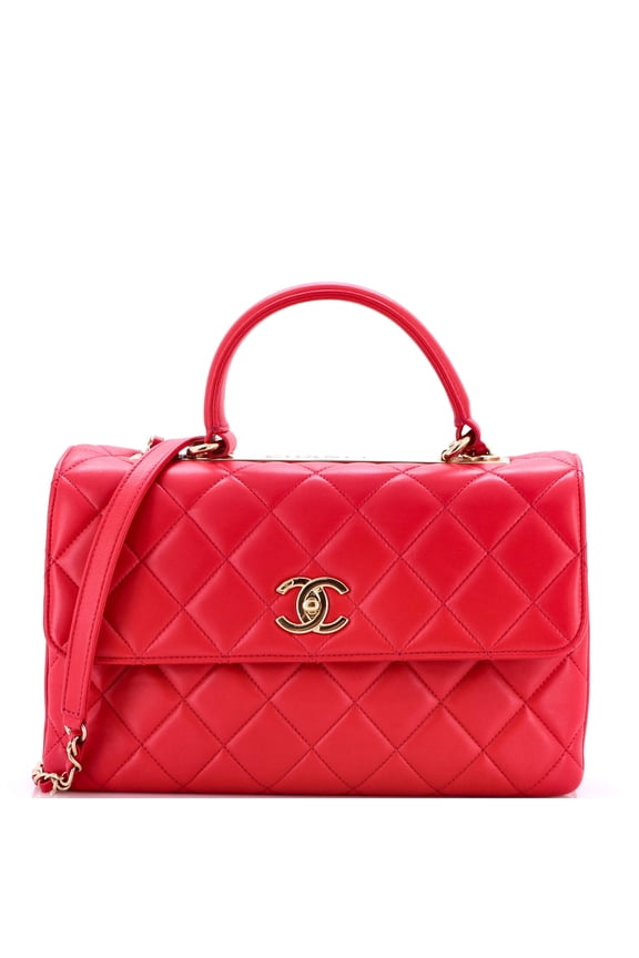 Pre-Owned Trendy CC Top Handle Bag Quilted Lambskin Medium By Rebag