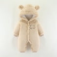 thumbnail image 2 of Gubotare Baby Bodysuit Costume Newborn Baby Jumpsuit Hooded Fleece Rompers Long Sleeve Onesies Outwear Outfits,Beige 0-3 Months, 2 of 3