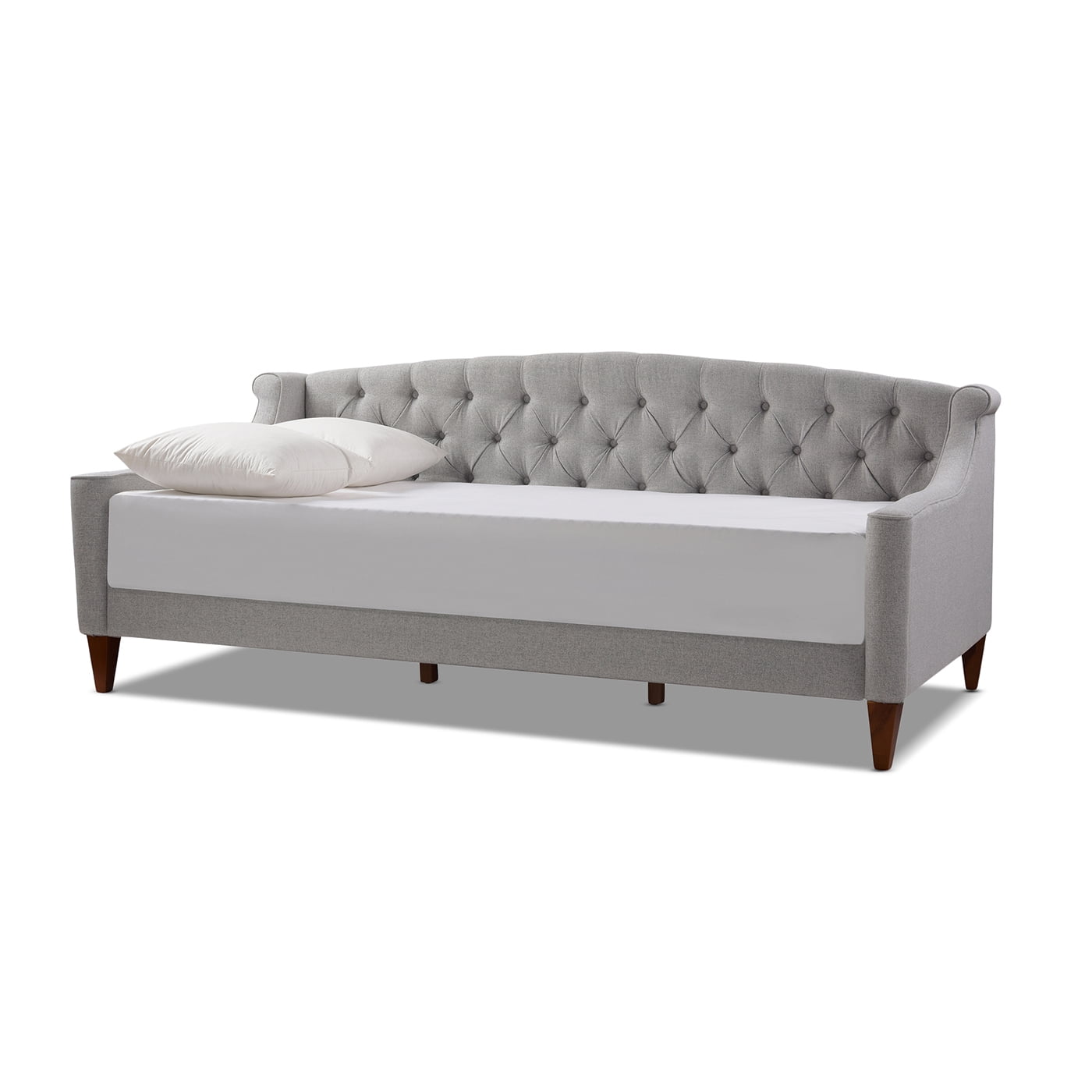 Lucy Upholstered Button Tufted Sofa Bed, Light Grey