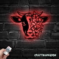 thumbnail image 2 of Craftnamesign Floral Dairy Cow Farmhouse Metal Wall Art LED Light, Cow with Flower Calf Sign, 2 of 5