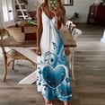 thumbnail image 1 of SMihono Robe Maxi Bohème d'Été pour Femmes Grande Taille Mode d'Été Imprimée Col en V Sans Manches Bretelles Robe Chandail Robe de Plage, 1 of 4