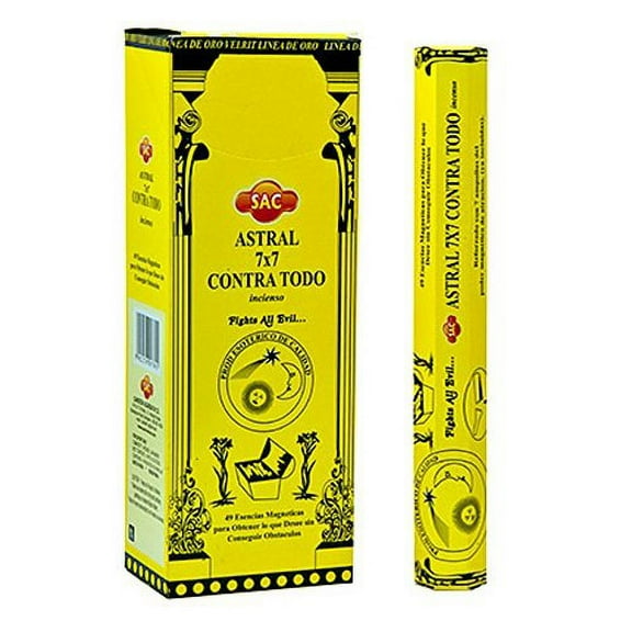 Sac Astral 7x7 Contra Todo Incense - 6 Packs, 20 Incense Sticks per Pack - Total of 120 Sticks per order
