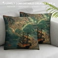 thumbnail image 3 of PRATYUS Old Map Throw Pillow Covers Treasure Pirate Sailboat Compass Pillowcases Pillow Case Cushion Case Decorations for Sofa Couch Bed Chair White, 3 of 5