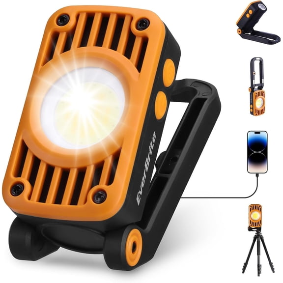 COB  Folding Work Light, 7 Lighting Modes, 1200 Lumens  with 180? Adjustable Stand and  Hook,  Base for  Repair, Camping, , Job Site