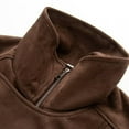 thumbnail image 5 of Women's Faux Suede Jacket Oversized Bomber Style Lapel Collar Zipper Jacket Casual Outerwear Fall Winter Streetwear Comfort,Coffee,XS, 5 of 8