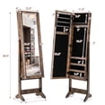 thumbnail image 3 of LIVIZA Mirrored Standing Jewelry Armoire Cabinet with Hooks & Storage Shelves, Full-Length Mirror Jewelry Organizer，Brown, 3 of 8