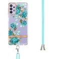 thumbnail image 3 of Flower Pattern Case for Samsung Galaxy A23 5G, Detachable Shoulder Strap Lanyard Crossbody Slim Lightweight Floral Cover with Soft Silicone Shockproof Drop Resistant Case,Blue Rose, 3 of 7