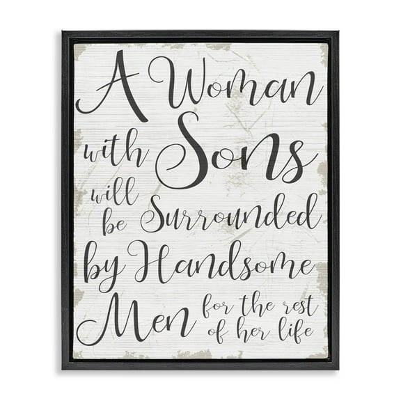 Stupell Industries Handsome Sons Family Parenting Inspirational Painting Black Floater Framed Canvas Art Print Wall Art, 17 x 21