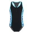 thumbnail image 2 of Alvivi Girls 2Pcs Swimwear One-piece Racer Back Jumpsuit Top Boyshorts Swimsuit Set 4-16 Blue 4, 2 of 7