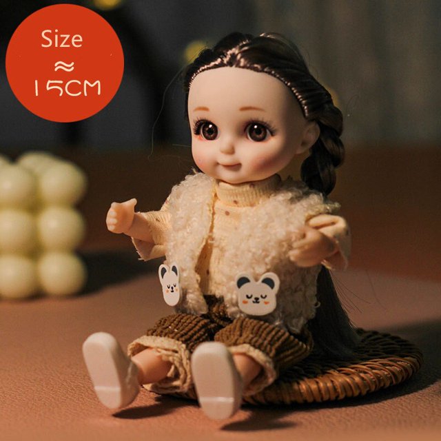 Muñeca de 15cm para niñas pequeñas, juguete articulado móvil con vestido, regalo de cumpleaños y Navidad, 1/12, 13 unidades qiuyongming unisex