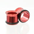 thumbnail image 3 of Tunnels Anodized Metallic Red with O-Rings - Sold as a Pair Surgical Steel, 3 of 6