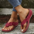 thumbnail image 4 of Sandales Compensées pour Femmes à Enfiler Ajourées Sandales de Plage Habillées Confortables Plateforme Antidérapantes Sandales de Plage Florales Rouges Taille 7, 4 of 5