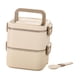 thumbnail image 2 of Contenedor de almuerzo Bento Box, contenedor ligero y reutilizable para microondas, aperitivos y verduras, capacidad de 700ml para Picnic, senderismo, 2 capas beige, 2 of 9