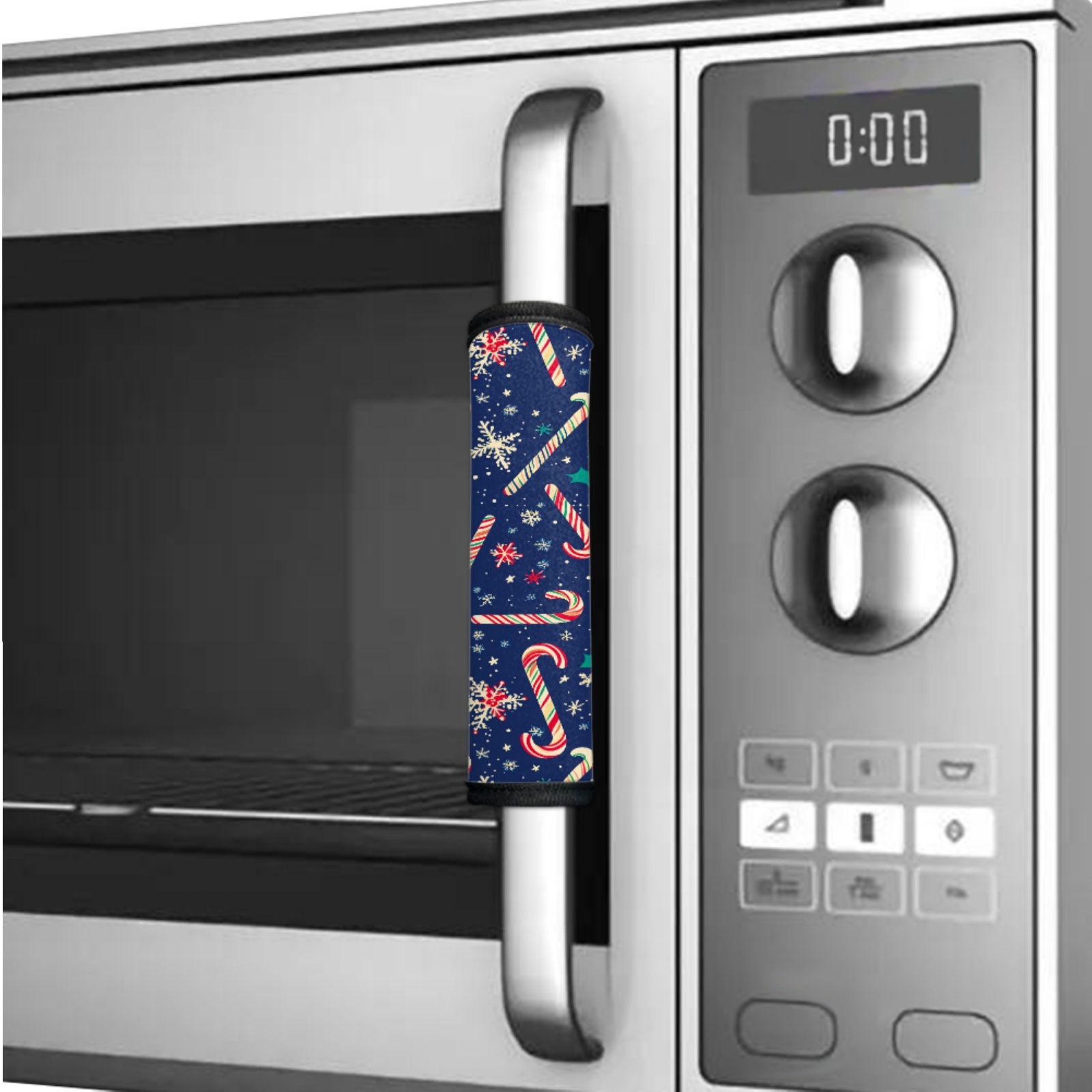 SEANATIVE Fridge Door Handle Covers Set of 6 Kitchen Electrical Appliances Handle Protectors for Refrigerator Microwave Dishwasher Keep Off Oil Stains, Candy Cane Snowflake Dark Blue Christmas