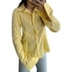 thumbnail image 3 of Camisas de Vestir de Larga con Botones para Mujer, Sin Arrugas, con Cuello, para el Trabajo o la Oficina, Blusas Lisas, Tops Tipo Corsé Amarillo L, 3 of 9