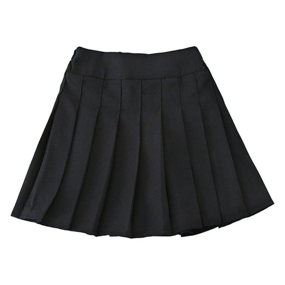 Nyeemya Girl's School Uniform Pleated Skirt Tennis Athletic A-Line Mini Skort Skirt Skater Scooters Black 120