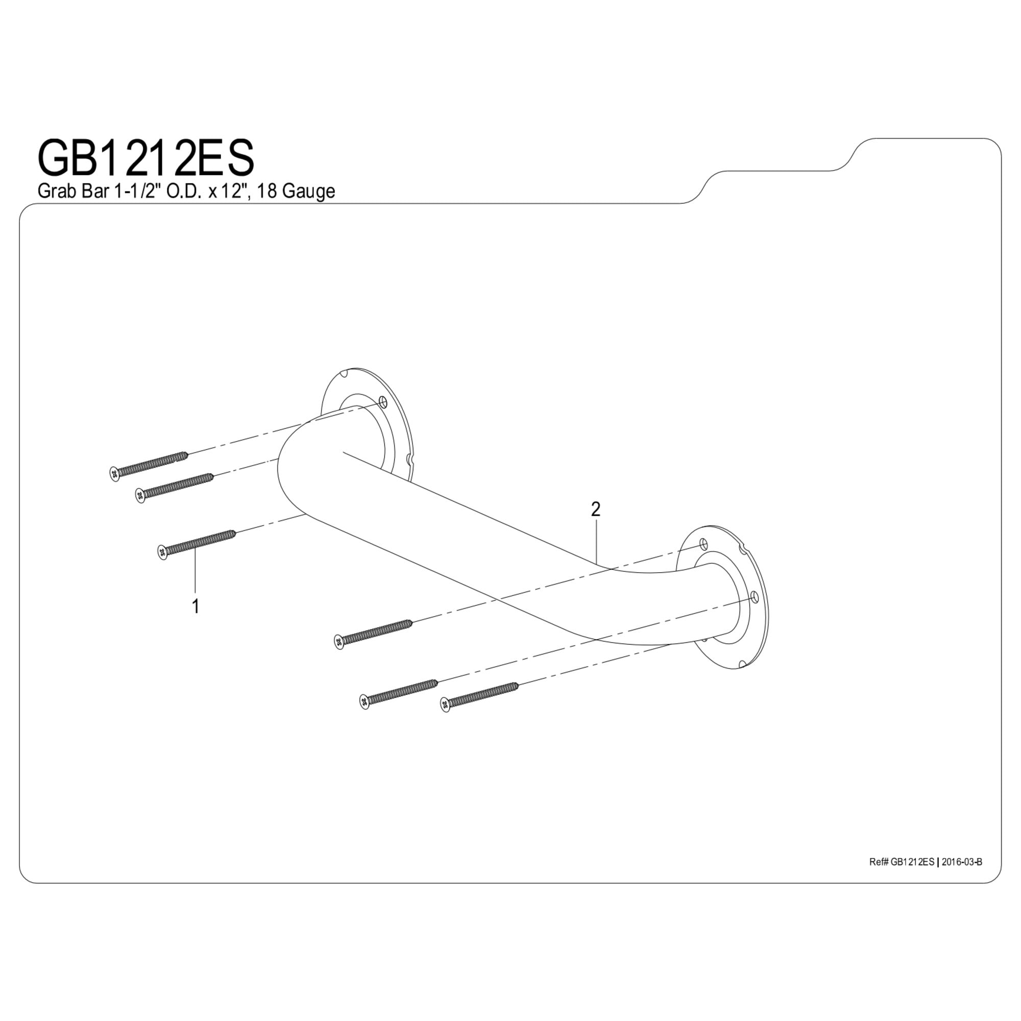 Kingston Brass GB1212ES Made To Match 12-Inch x 1-1/2-Inch O.D. Stainless Steel Grab Bar in Brushed