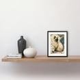 thumbnail image 2 of Siamese Cat with Blue Flower Pattern Modern Art Nouveau Watercolour Illustration Artwork Framed Wall Art Print 9X7 Inch, 2 of 5